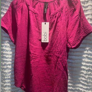 NWT BOBI SPLIT NECK TOP DRAGONFRUIT COLOR